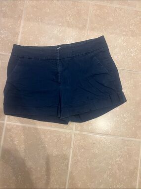 New York & Company Navy Cotton Cuffed Jean-Style Shorts
